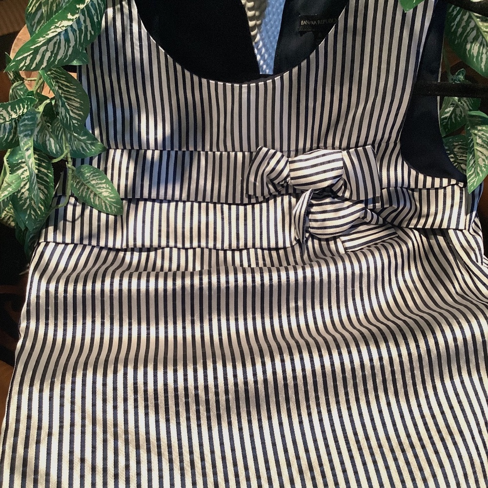 Banana Republic Blue and White Pinstriped Dress Size 8